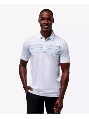 Men's Travis Mathew White Short-Sleeve Subtle Mint Stripe XL Ocean Time Polo